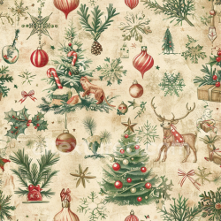 seamless Seamless 3D PBR Vintage Christmas Digital Paper Texture with Festive Ornaments texture 8k free download PBR