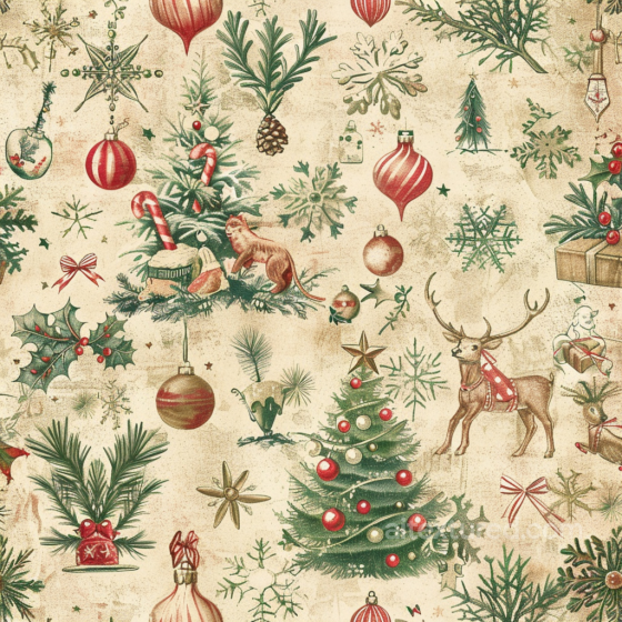 Featuring Vintage Christmas Illustrations and Patterns All Christmas Digital paper texture preview