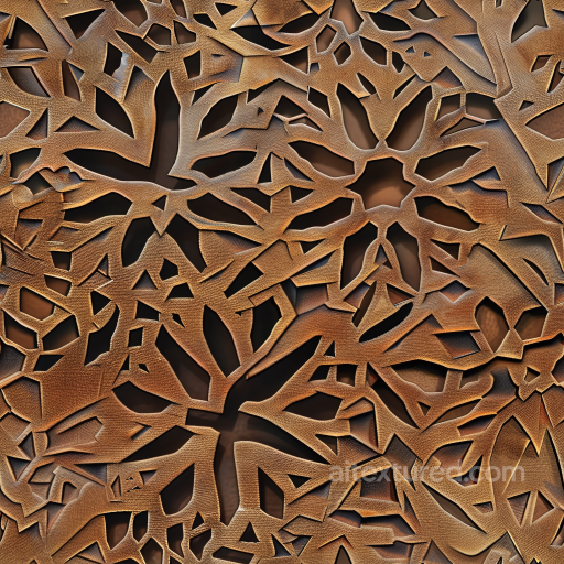 Brown Cutout Leather PBR Texture with Intricate Pattern and Pebbled Grain seamless Leather PBR texture