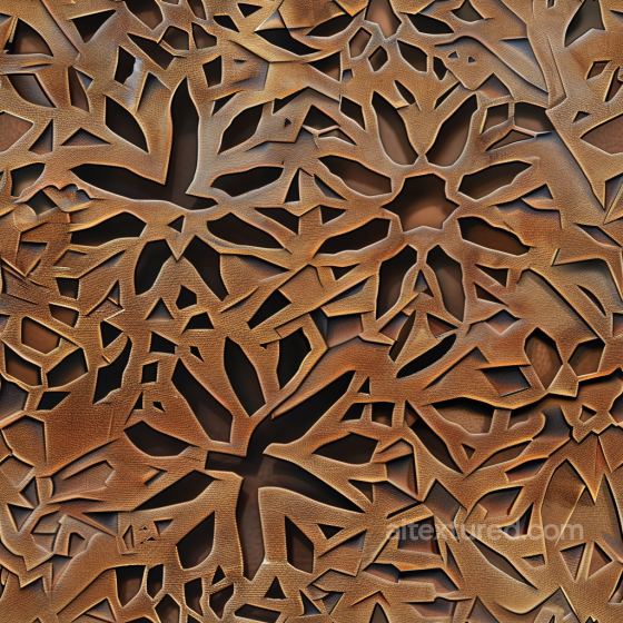 Brown Cutout Leather PBR Texture with Intricate Pattern and Pebbled Grain Leather texture preview