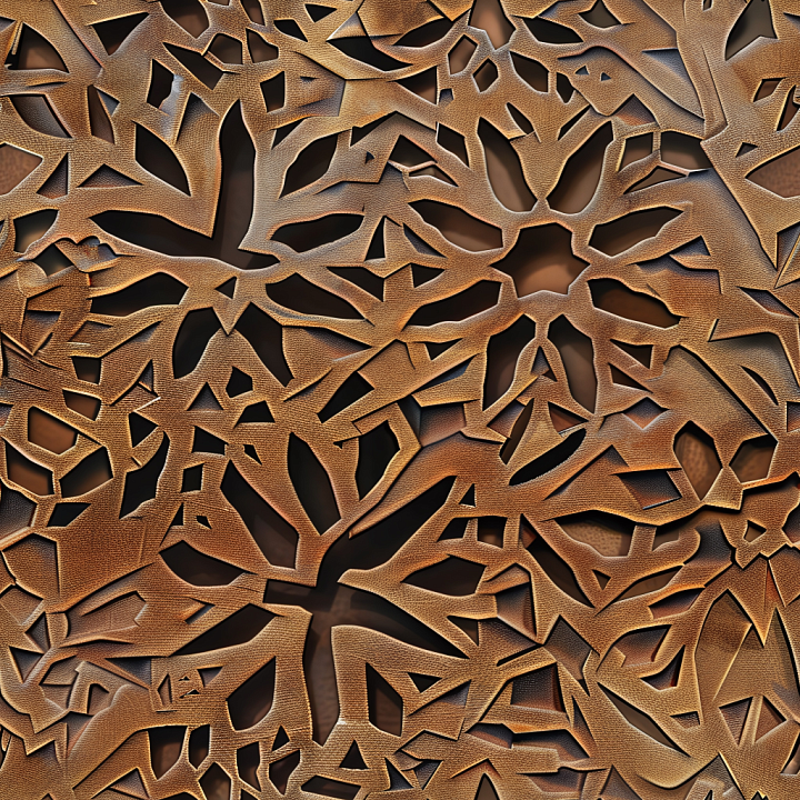 Brown Cutout Leather with Intricate Pattern and Pebbled Grain seamless PBR texture preview