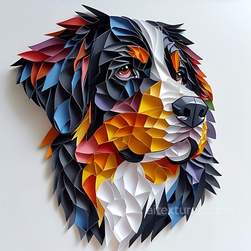 Animal - Seamless 3D PBR Texture Featuring Stylized Origami Bernese Mountain Dog Fur texture preview
