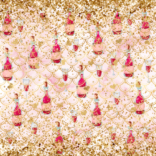 Digital Paper Texture Featuring Gold Scallops and Festive Bottles seamless All Christmas Digital paper PBR texture