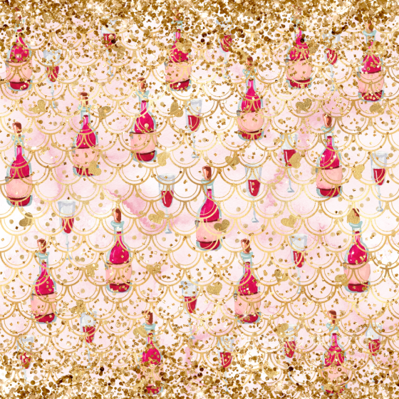 Digital Paper Texture Featuring Gold Scallops and Festive Bottles All Christmas Digital paper texture preview