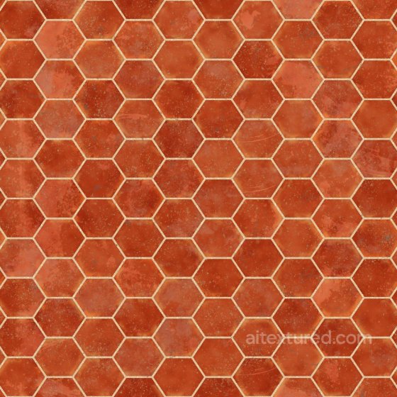Hexagonal Red Terracotta Tiles | Free PBR Tile texture preview