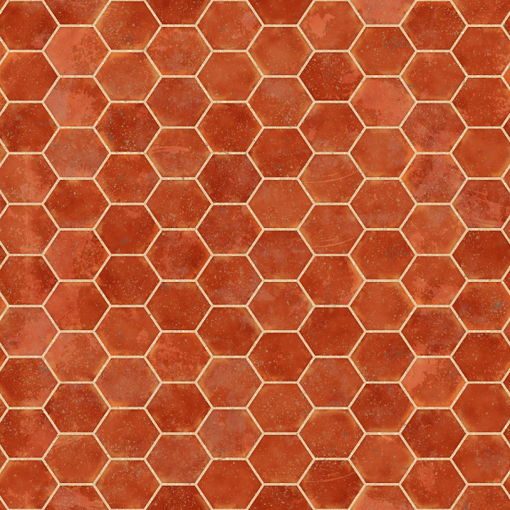 Hexagonal Red Terracotta Tiles seamless PBR texture preview