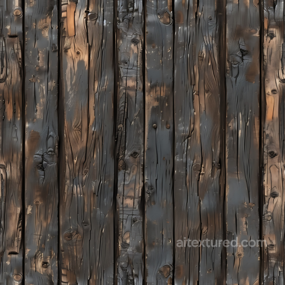 Charred Wood Planks Texture with Weathered Grain and Knots Wood texture preview
