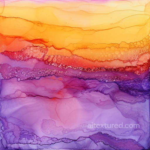 Alcohol Ink PBR Texture Featuring Orange and Purple Fluid Waves with Cellular Patterns texture preview