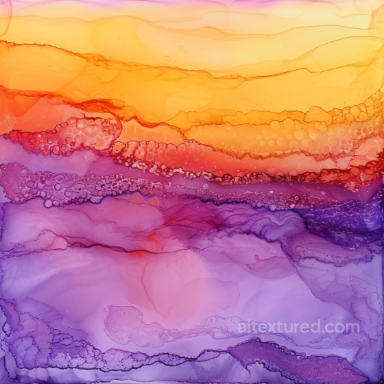 Alcohol Ink PBR Texture Featuring Orange and Purple Fluid Waves with Cellular Patterns Alcohol ink texture preview