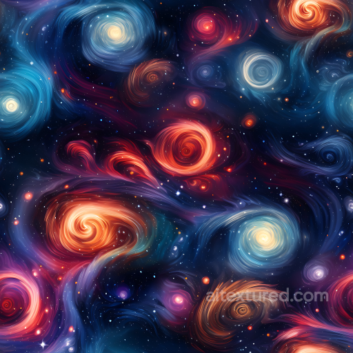 Space PBR Texture Featuring Swirling Galaxies and Vibrant Nebulae in Deep Space seamless Star, space, planets PBR texture