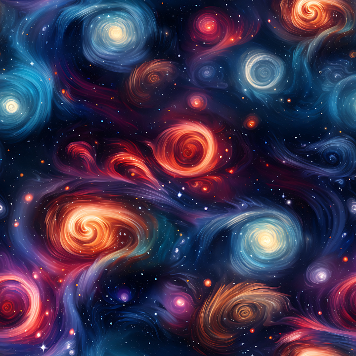 Space Featuring Swirling Galaxies and Vibrant Nebulae in Deep Space seamless PBR texture preview
