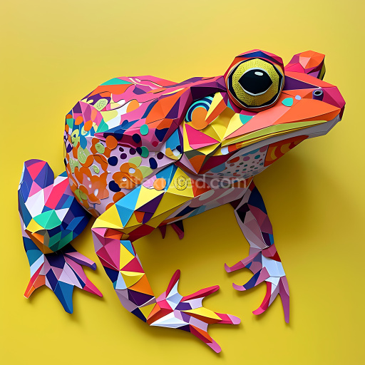 Seamless 3D PBR Texture of Vibrant Origami-Style Common Toad Patterns