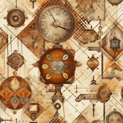 Vintage Clockwork Scrapbook Texture with Sepia Tones & Antique Mechanical Details seamless Vintage Scrapbook PBR texture