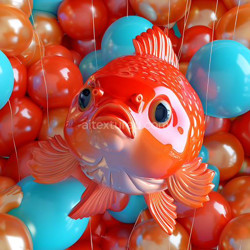 Seamless 3D Inflated PBR Texture Featuring Glossy Red and Blue Inflated Balloons