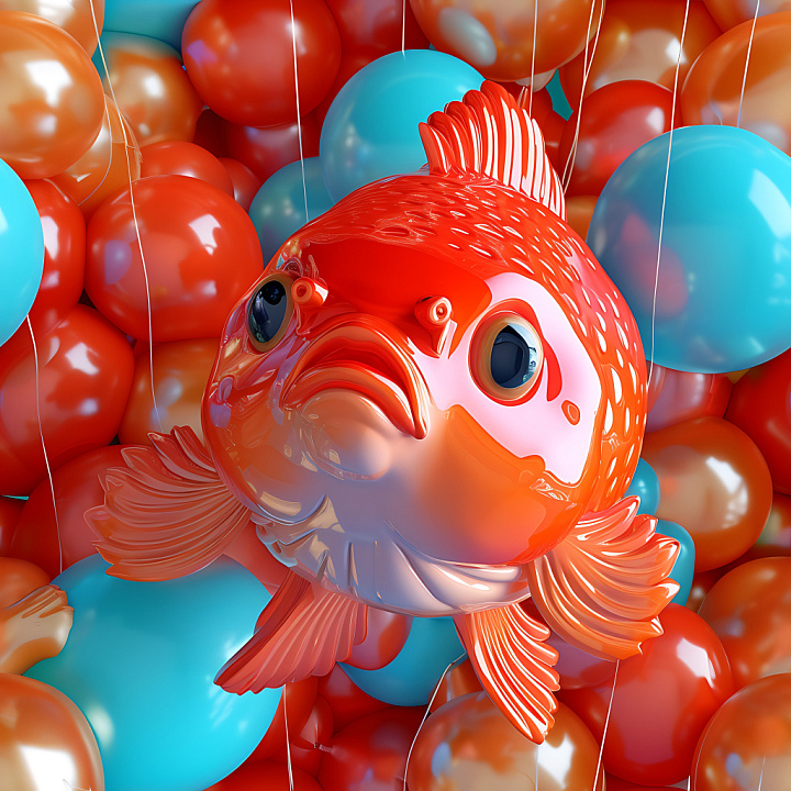 Inflated Featuring Glossy Red and Blue Inflated Balloons seamless PBR texture preview