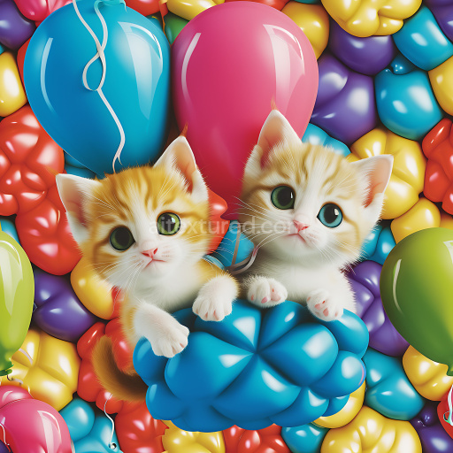 Seamless 3D Inflated Puffy Vinyl Balloon PBR Texture with Bright Colors