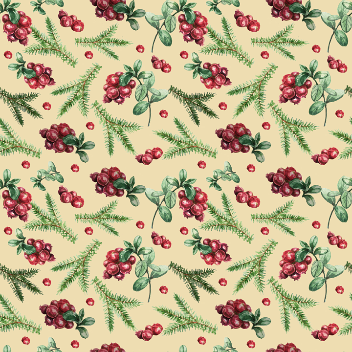 Christmas Vintage of Vintage Christmas Botanical Pattern on Fabric seamless PBR texture preview