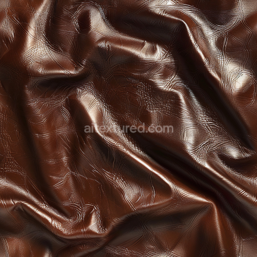 Seamless 3D PBR Texture of Shiny Brown Cracked Leather with Deep Wrinkles