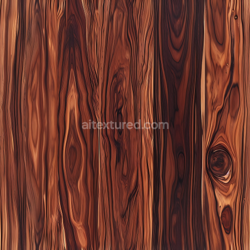 Seamless 3D PBR Texture of Exotic Wood Planks with Distinctive Knots and Grain