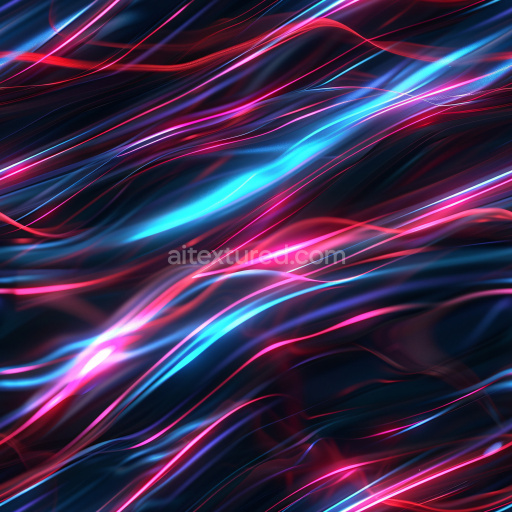 Seamless 3D PBR Texture Featuring Glossy Neon Light Streaks in Blue and Pink