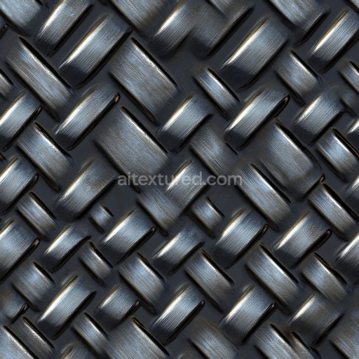 Seamless 3D Steel Basket Weave PBR Texture with Worn Brushed Finish