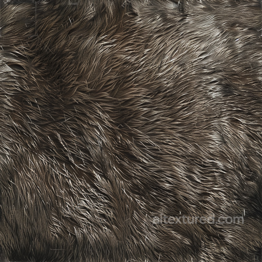 dark brown long fur leather PBR texture with dense and flowing strands seamless Leather PBR texture
