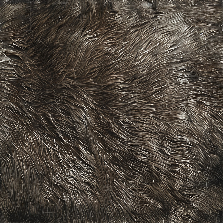 Dark Brown Long Fur Leather With Dense And Flowing Strands seamless PBR texture preview