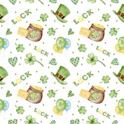 Pattern Bundle - Seamless 3D Pattern PBR Texture with St Patricks Day Watercolor Motifs and Playful Rhythm texture preview