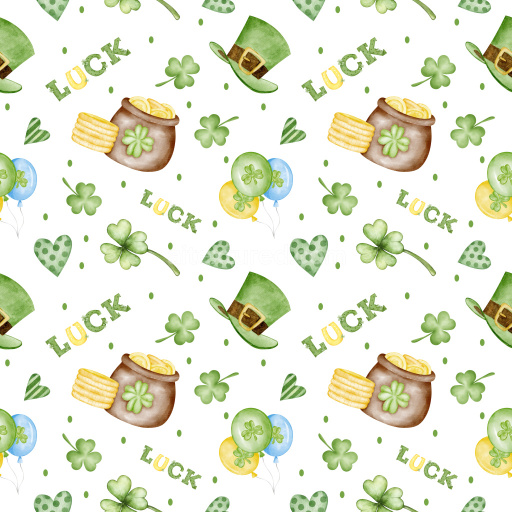 Pattern Bundle - Seamless 3D Pattern PBR Texture with St Patricks Day Watercolor Motifs and Playful Rhythm texture preview