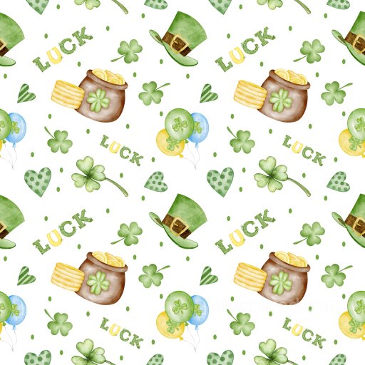 Pattern PBR Texture with St Patricks Day Watercolor Motifs and Playful Rhythm seamless Pattern Bundle PBR texture