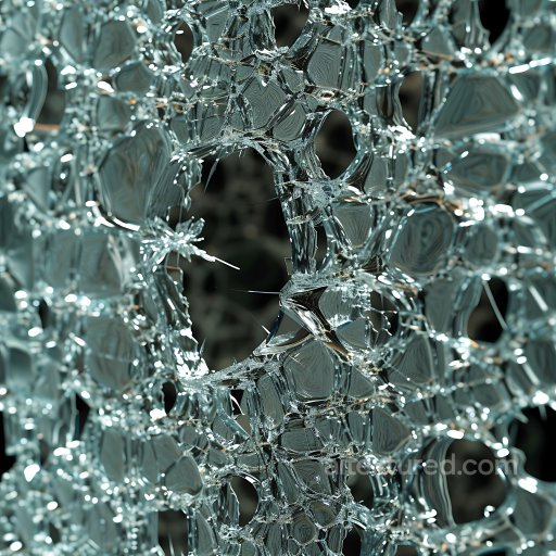 Cracked Glass Texture Featuring Jagged Holes and Fractures seamless Cracked & Holes PBR texture