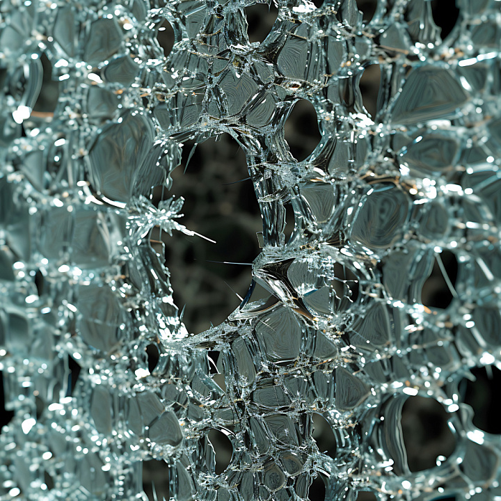 Cracked Glass Featuring Jagged Holes and Fractures seamless PBR texture preview