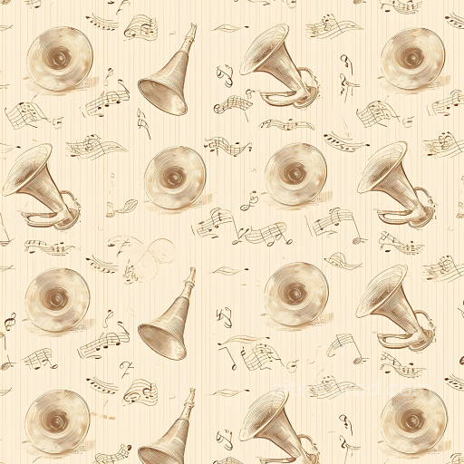 Vintage Scrapbook Texture with Hand-Drawn Musical Instruments and Notes seamless Vintage Scrapbook PBR texture