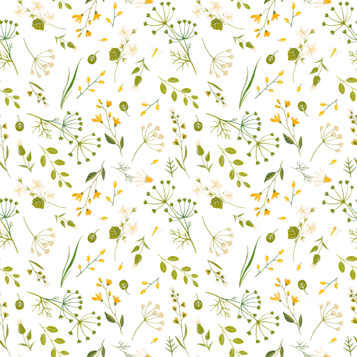 Wild Flower Pattern Texture with Delicate Green and Yellow Floral Details seamless Wild Flower PBR texture
