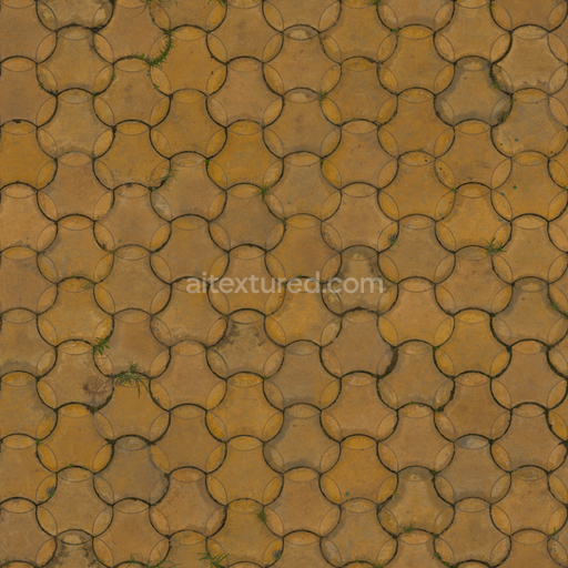 Weathered Worn Concrete — Worn Concrete Chipped Worn Patterned Pavers — PBR seamless 3D texture
