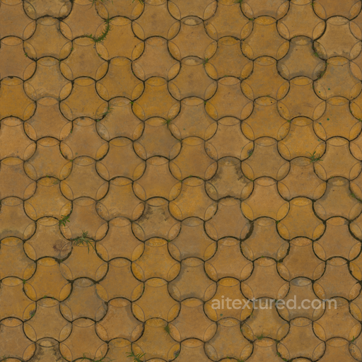 Weathered Worn Concrete - Worn Concrete Chipped Worn Patterned Pavers seamless Concrete PBR texture