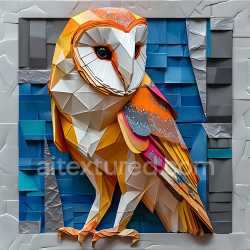 seamless Seamless 3D PBR Texture of Barn Owl with Origami-Inspired Faceted Feathers texture 8k free download PBR