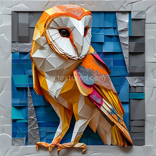 Seamless 3D PBR Texture of Barn Owl with Origami-Inspired Faceted Feathers