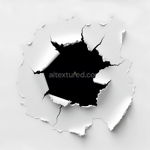 Seamless 3D Cracked and Holed White Paint PBR Texture with Jagged Fractures