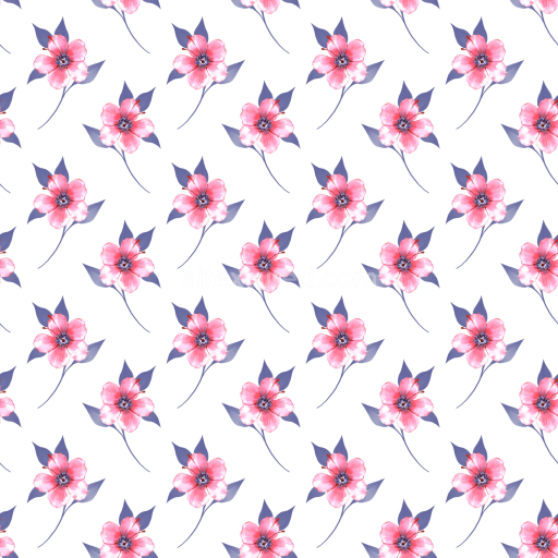 Seamless 3D PBR Texture of Delicate Pink and Purple Wild Flower Pattern on White Fabric