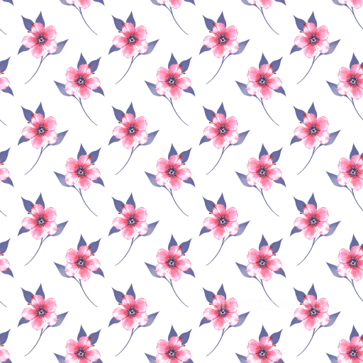 Delicate Pink and Purple Wild Flower Pattern on White Fabric Seamless Texture seamless Wild Flower  PBR texture
