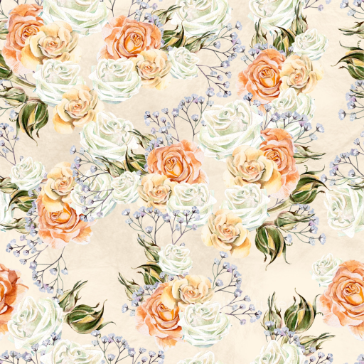 Flower Texture of Watercolor Floral Bouquet with Soft Roses seamless Flower PBR texture