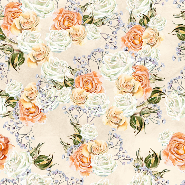 Flower of Watercolor Floral Bouquet with Soft Roses seamless PBR texture preview
