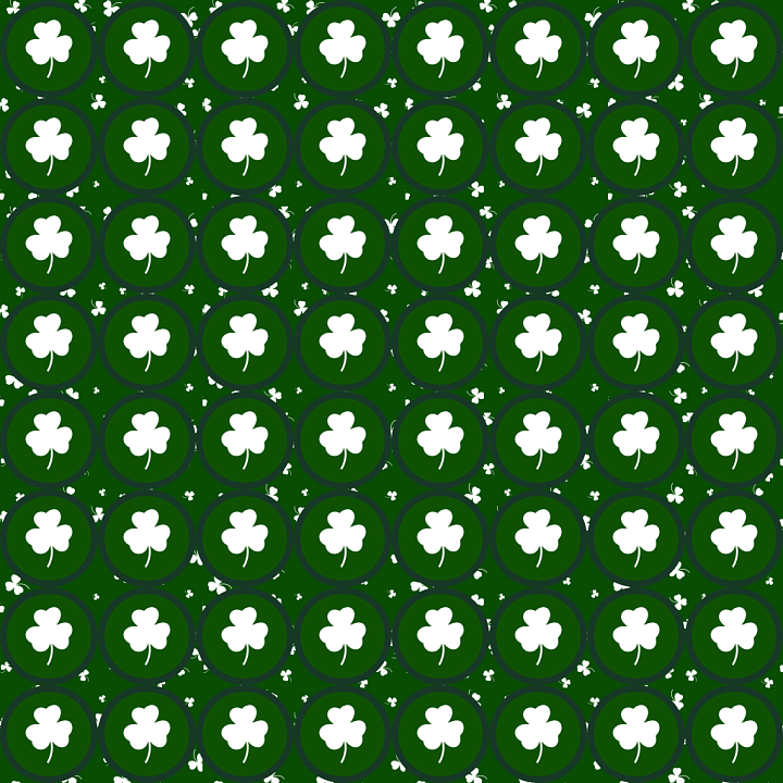 St Patrick of Green Fabric with White Clover Pattern seamless PBR texture preview