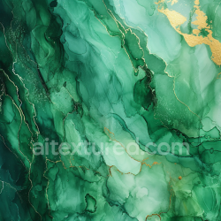seamless Seamless 3D Alcohol Ink PBR Texture with Emerald Green Fluid Waves and Gold Veining texture 8k free download PBR