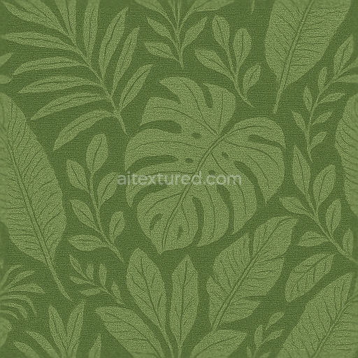 Seamless 3d texture pbr 8k wallpaper with tropical leafy botanical canvas matte finish