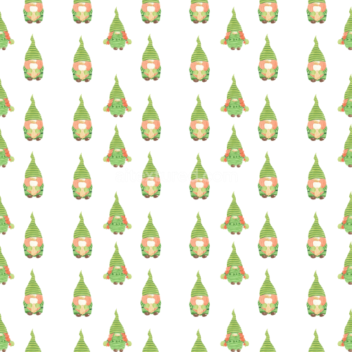 Seamless 3D PBR Texture with Cute St Patrick Gnome Pattern in Green and Orange