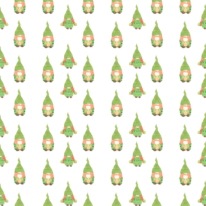 with Cute St Patrick Gnome Pattern in Green and Orange seamless PBR texture preview