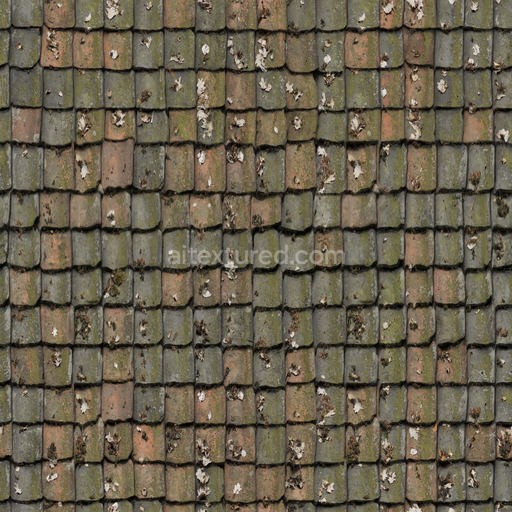 Ceramic Tiles Old — Tiles Old Worn Weathered Mossy Rustic — PBR seamless 3D texture