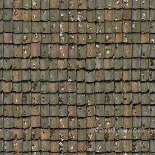 Ceramic Tiles Old - Tiles Old Worn Weathered Mossy Rustic seamless Roofing PBR texture